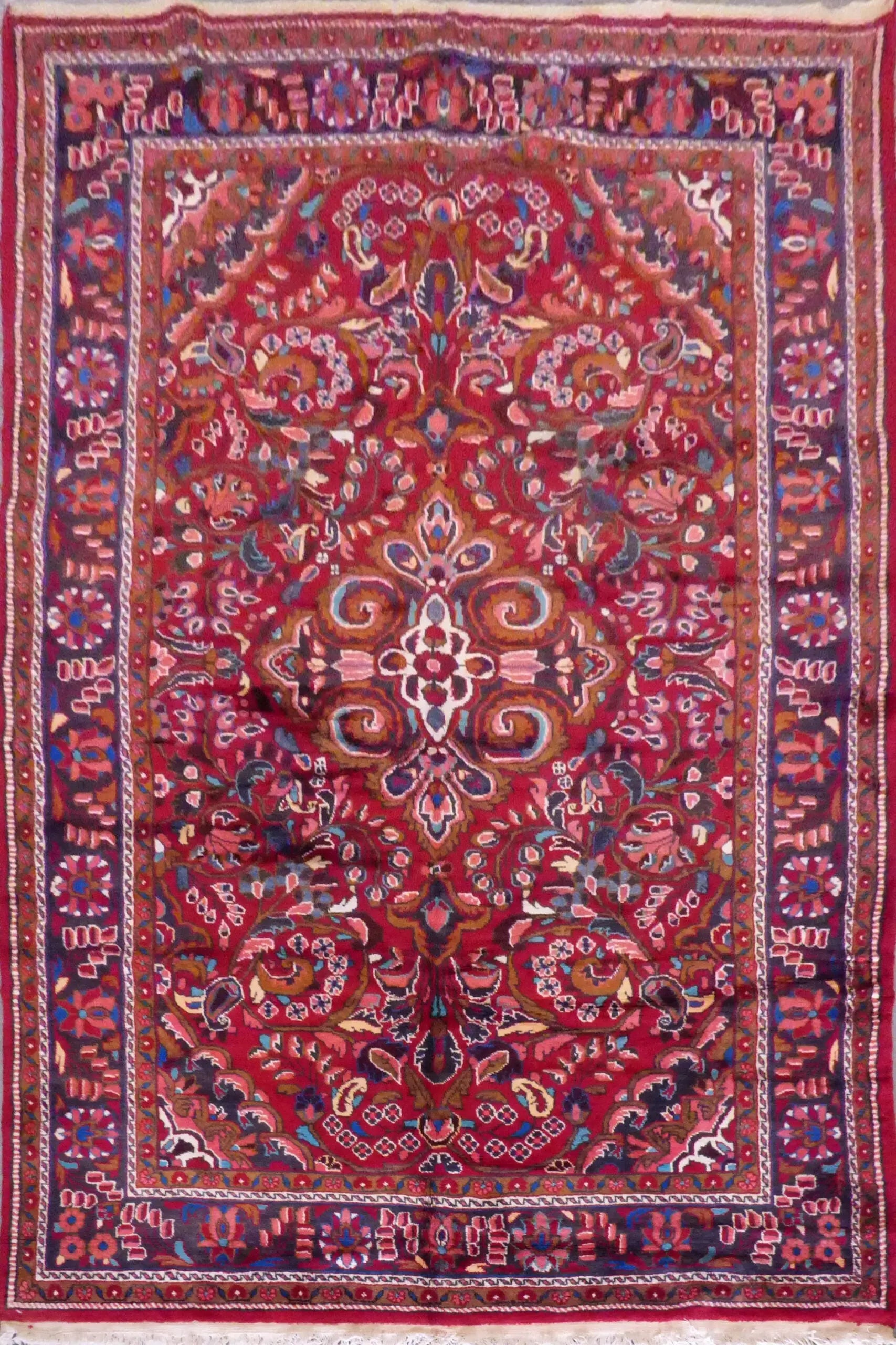 Lilian Semi Antique Medallion Hand Knotted Persian Tabriz Rugs Red, 10'11" X 7'4", Panr02520 (Red : 10536)